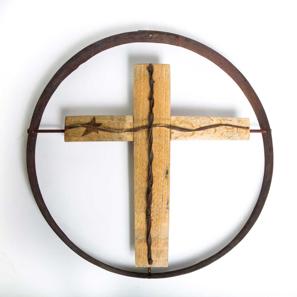 Cross - wood, antique barbed wire