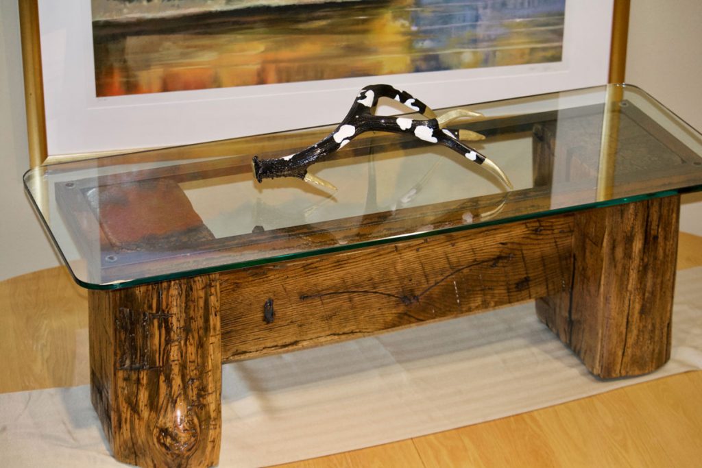 Corral Table by Denny DiPaula hand hewn wood western antqique elements