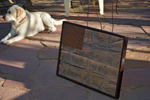 Barnwood Flag with Mack the Labradog