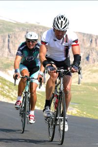 Denny DiPaula finishing Mount Evans Hill Climb