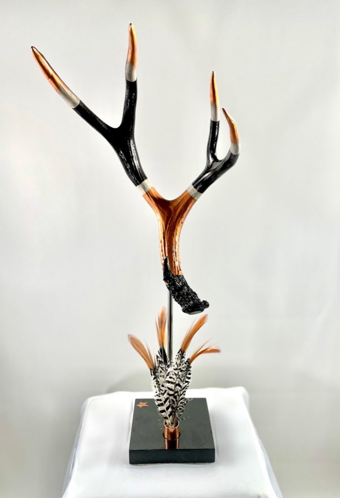 Wish I Were Pretty ahh but you are pretty with your feathers and wire tied antler tips